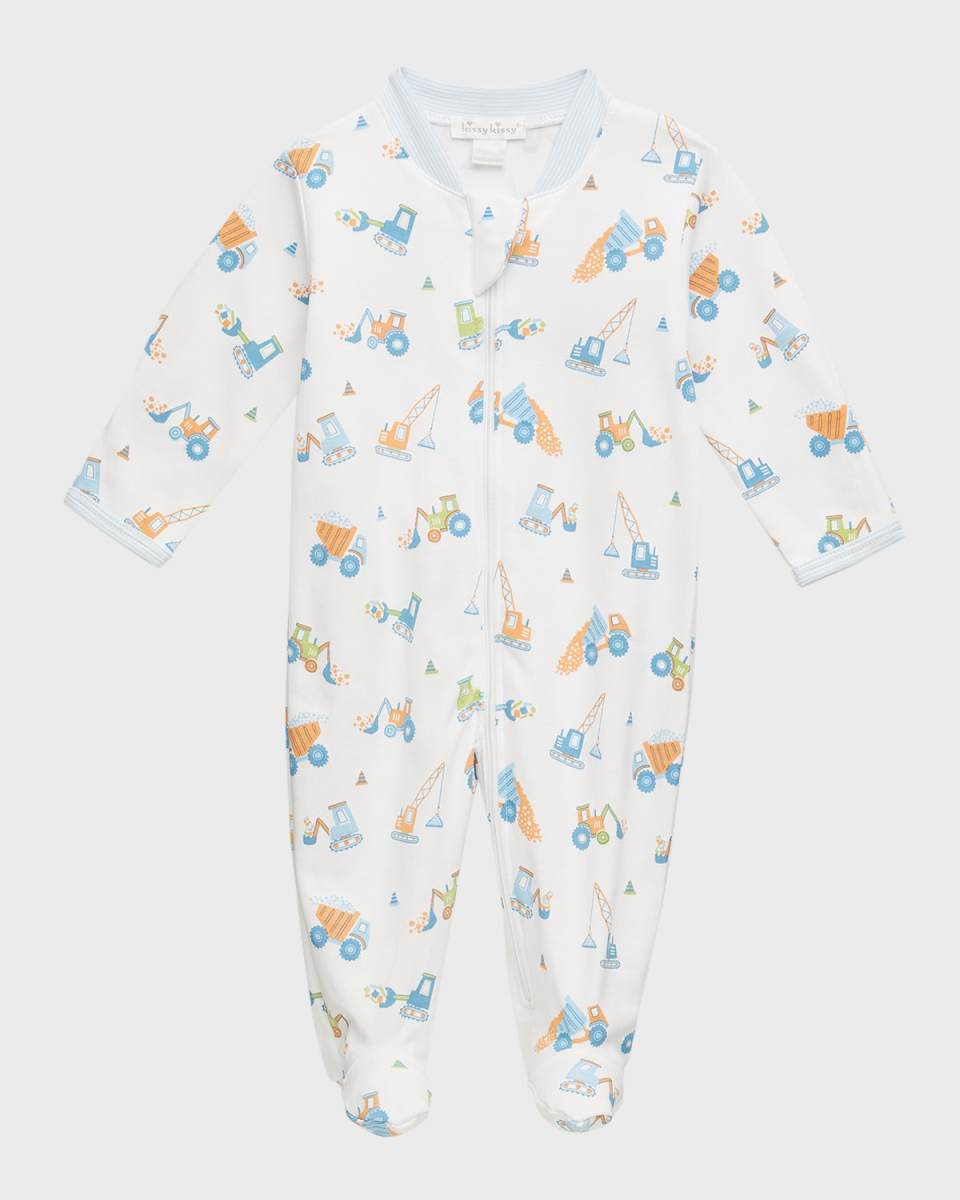 Boy's Construction Convoy Printed Footie, Size Newborn-9
